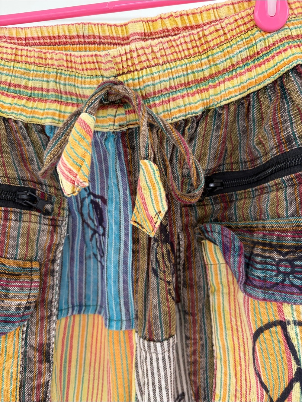 Boho Patchwork Cotton Pants Hippie Festival Yoga Bohemian Colorful Lounge Artsy - Picture 4 of 9
